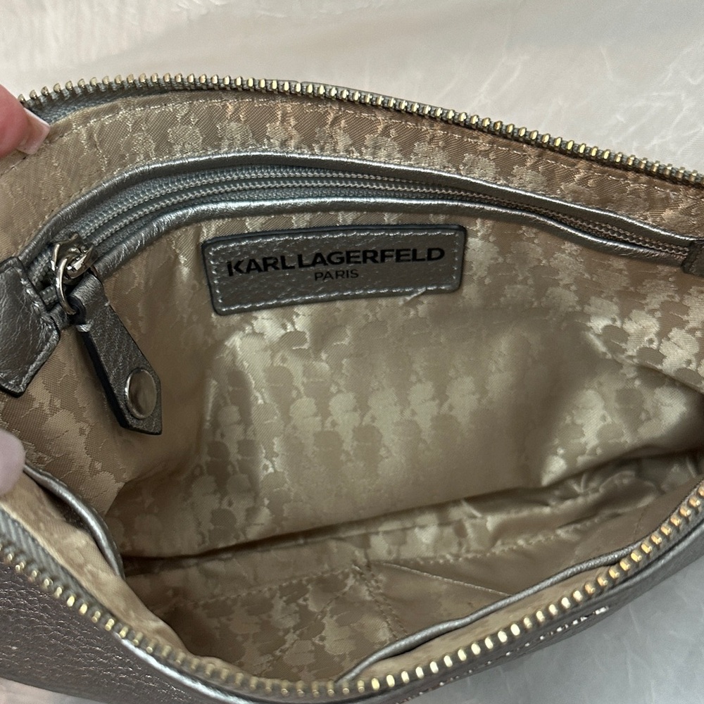 Karl Lagerfeld Metallic Silver Crossbody Bag - Picture 9 of 11